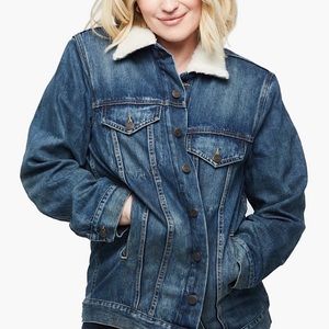 Able Adriena Blue Jean Jacket Shearling Collar XL